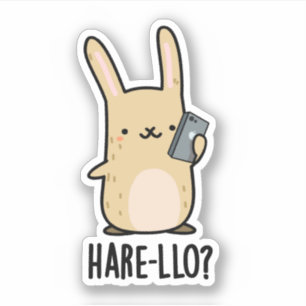 Sticker Hare-Lo Il Funny Hare Rabbit Pun