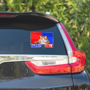 Sticker Harris Walz 2024 Manifestement Chat Rouge Bleu