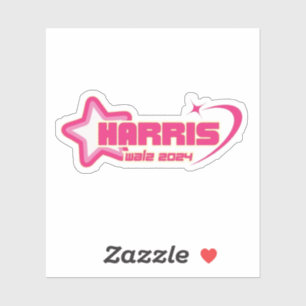Sticker Harris Walz Girly Pink Stars and Hearts Président