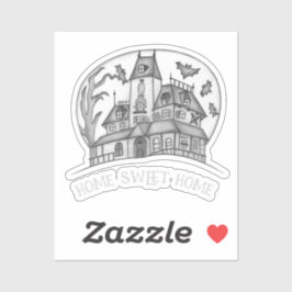 Sticker Haunted House and Bats Halloween