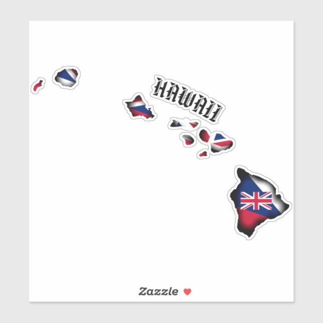 Sticker HAWAII ÎLES HI Drapeau NOIR (Feuille)