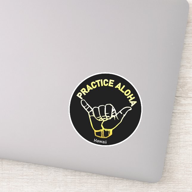 Sticker Hawaii Pratique Aloha Golden Shaka (Hang lâche) (Détail)