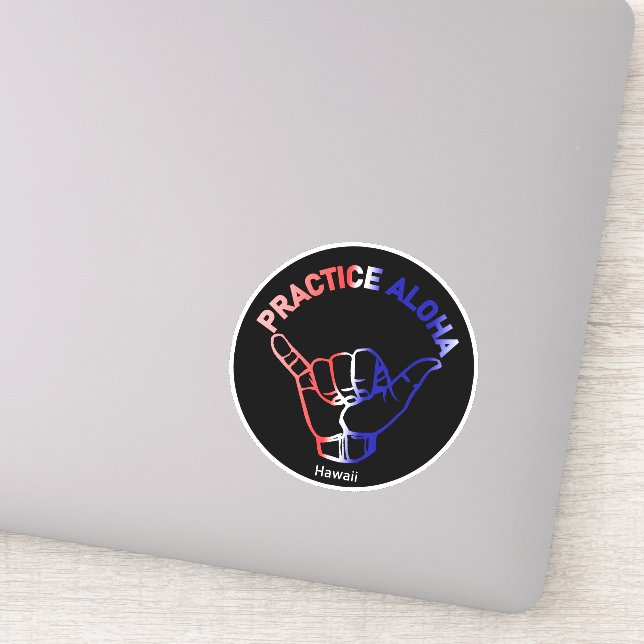 Sticker Hawaii Pratiquer Aloha Drapeau Shaka (Hang lâche) (Détail)