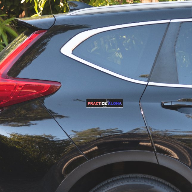 Sticker Hawaii Pratiquer Aloha Drapeau Shaka (Hang lâche) (Dos de voiture)