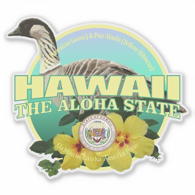 Sticker Hawaii State Bird & Flower (Devant)