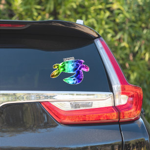 Sticker Hawaii Tribal Honu Rainbow