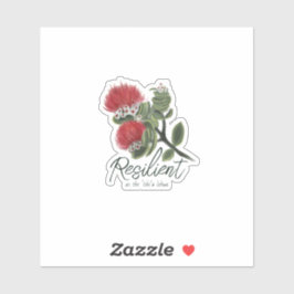 Sticker Hawaiian Red Lehua Flower Watercolor Resilience