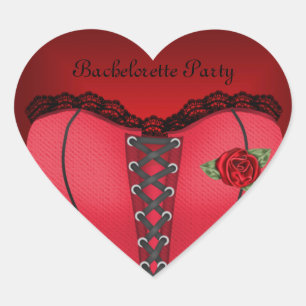 Sticker Heart Junggeselinnen-Abschied Black Red Co