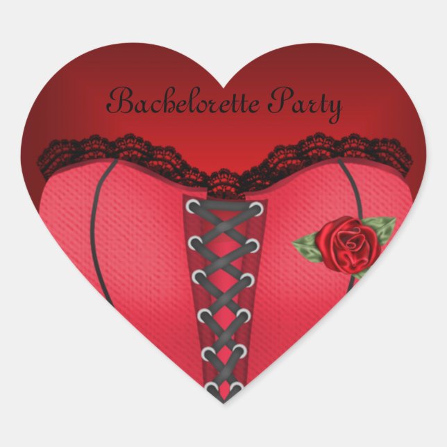 Sticker Heart Junggeselinnen-Abschied Black Red Co (Vorderseite)
