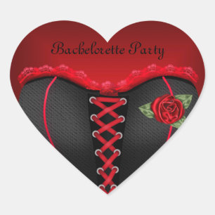Sticker Heart Junggeselinnen-Abschied Black Red Co