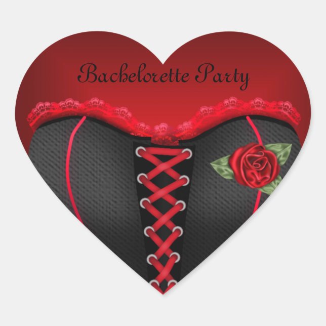 Sticker Heart Junggeselinnen-Abschied Black Red Co (Vorderseite)