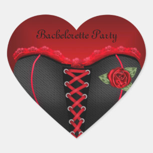 Sticker Heart Junggeselinnen-Abschied Black Red Co