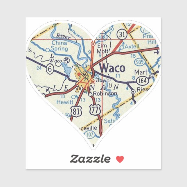 Sticker Heart Waco Texas (Feuille)
