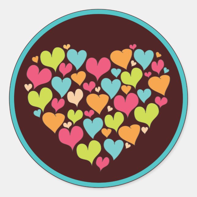Sticker Hearts Love en couleur vive (Devant)