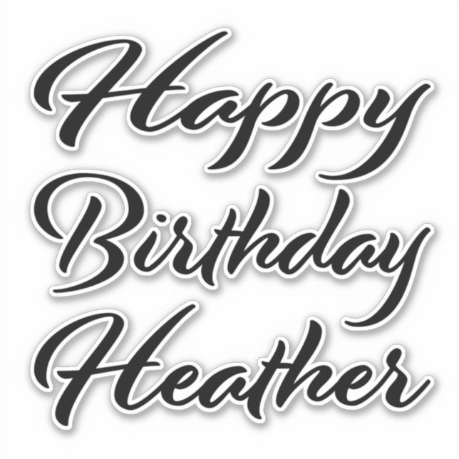 Sticker Heather Nom Prénom Anniversaire de la Broderie noi (Devant)