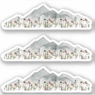 Sticker HEIDI Watercolor Mountains & Fleurs sauvages color