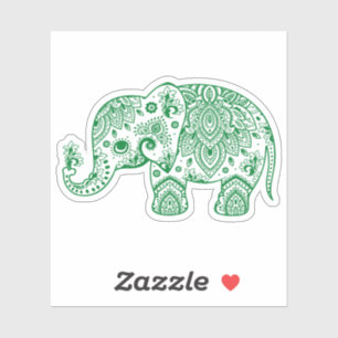 Sticker Héléphant en cachemire vintage vert