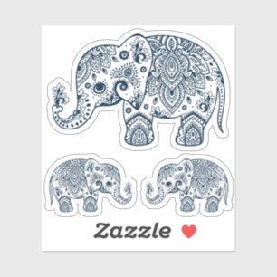 Sticker Héliphère bleu marine Paisley floral vintage