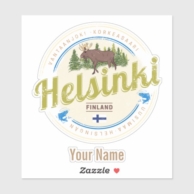Sticker Helsinki capitale de l'orignal Finlande souvenir v (Feuille)