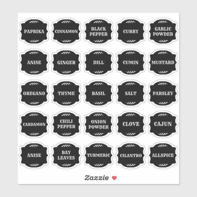 Sticker Herb & Spice Jar Labels  (Feuille)