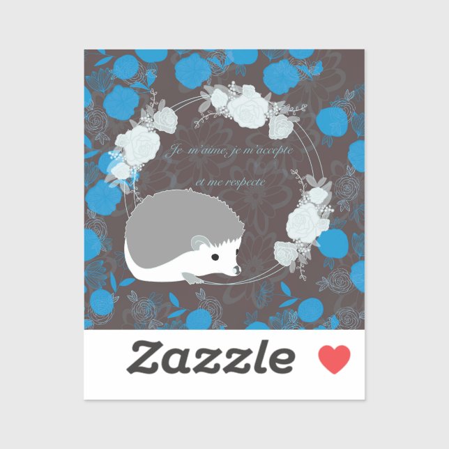 Sticker hérisson, fleur de vie, bleu, mandala,zen,chakra (Feuille)