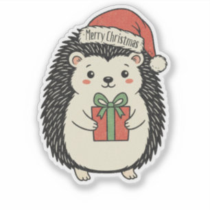 Sticker Hérisson Mignon Joyeux Noël