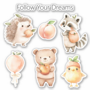 Sticker Hérisson Péché Ballon Raton laveur Ours Poussin