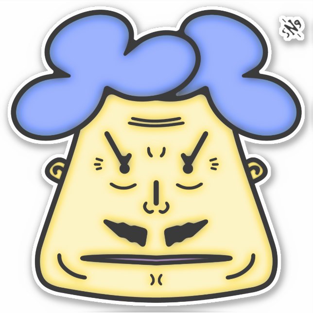 Sticker Herr Mustache visage de dessin animé v2 (Devant)