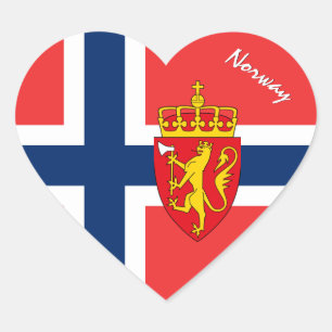 Sticker, Herz, Patriotische norwegische Flagge Herz-Aufkleber