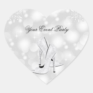 Sticker Herz Silber Weiße High Heel Schuhe