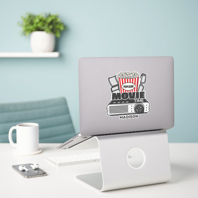 Sticker Heure du film de nom personnalisé (Ordinateur portable sur le bureau)