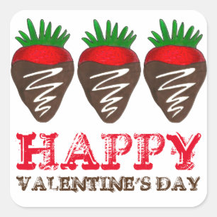 Sticker Heureuse Sainte-Valentin à la fraise au ch