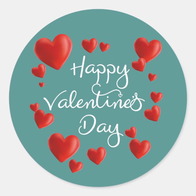 Sticker Heureuse Sainte-Valentin Coeurs rouges (Devant)