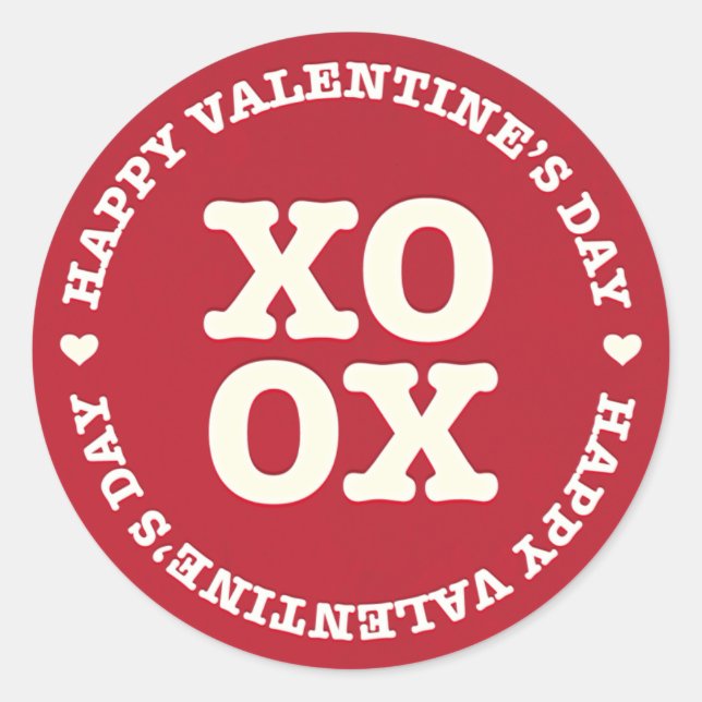 Sticker Heureuse Sainte-Valentin XOXO | Rouge (Devant)