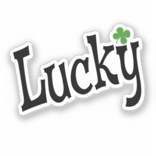 Sticker Heureux avec quatre feuilles de trèfle