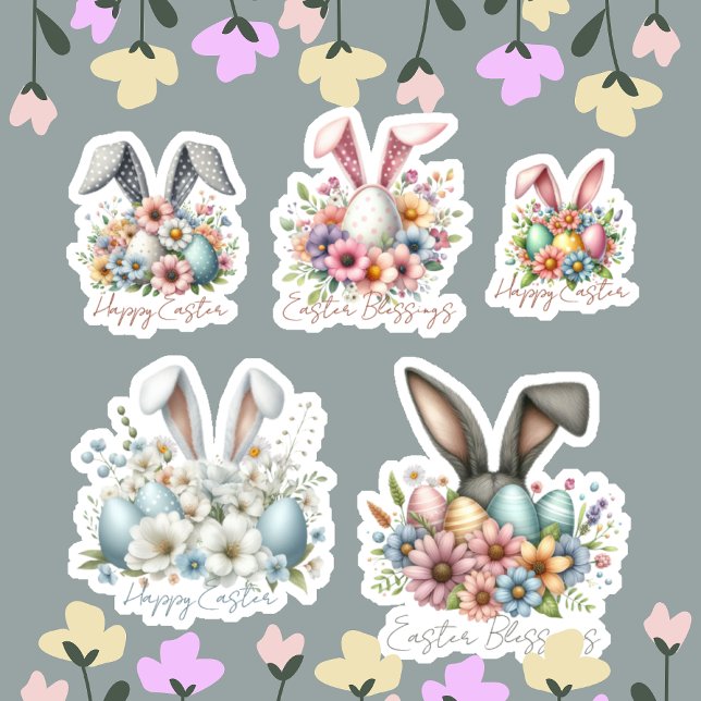 Sticker Heureux Blessures Ester Bunny Oars Floral Cute (Créateur téléchargé)