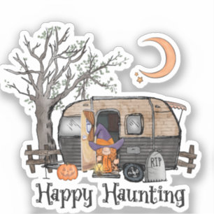 Sticker Heureux Camper d'Halloween Sorcière Éffrayante