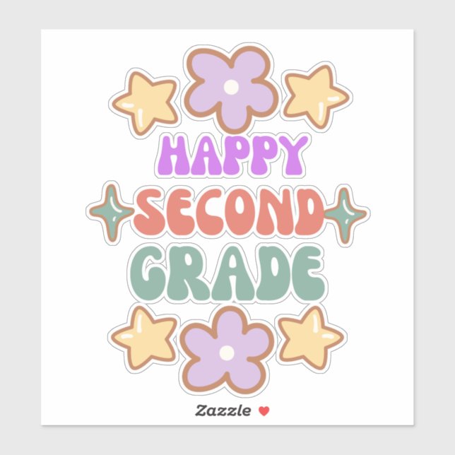 Sticker Heureux de retour à l'école, bonjour collant de 2e (Feuille)