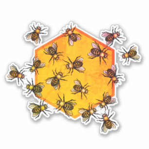 Sticker Hexagone noir orangé Hexagone moderne