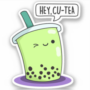 Sticker Hey Cu Tea Drôle Boba Tea Pun