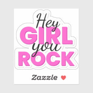 Sticker Hey Girl You Rock Text Design