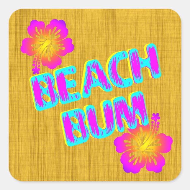 Sticker Hibiscus Rose Beach Bum (Devant)