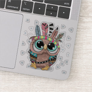 Sticker hibou doux adorable avec des plumes