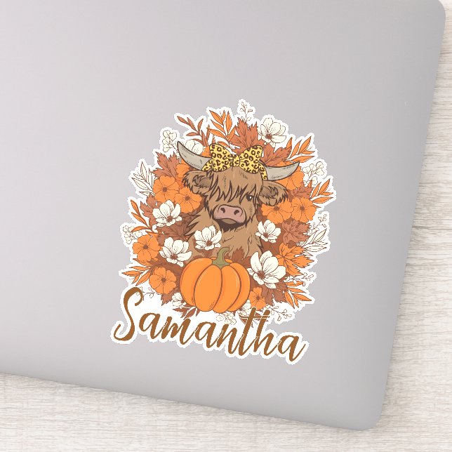 Sticker Highland Cow Halloween Autumn Personalized  (Détail)