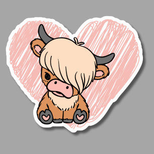 Sticker Highland Cow Love Waterproof