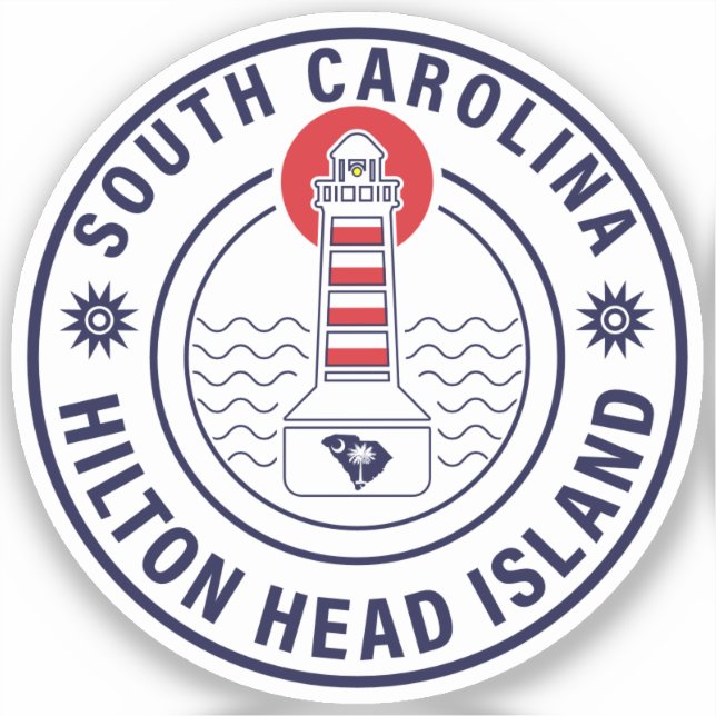Sticker Hilton Head Island Lighthouse Retro Sunset (Recto)