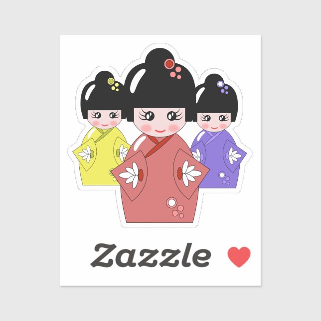 Sticker Hinamatsuri, poupée japonaise du Jour des Filles (Feuille)