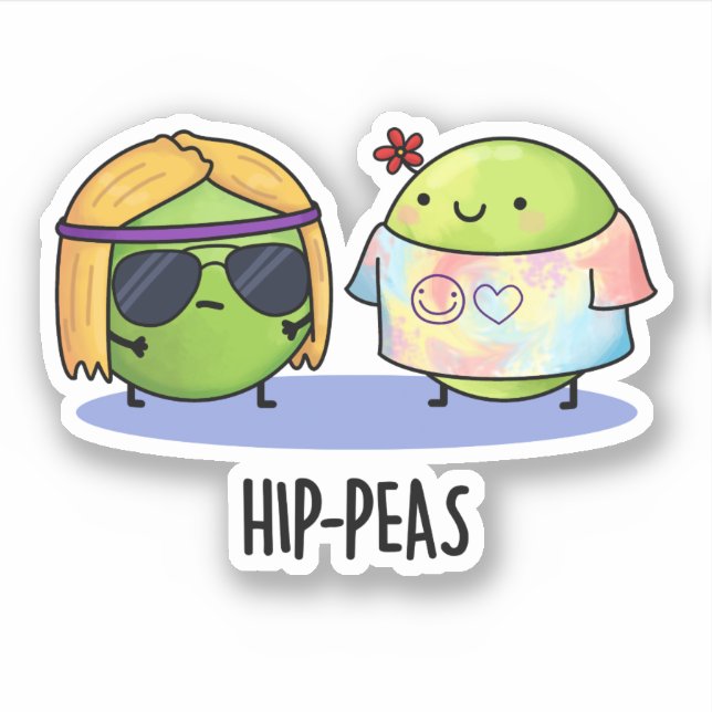 Sticker Hip-Peas drôle Hippie Peas Pun (Devant)