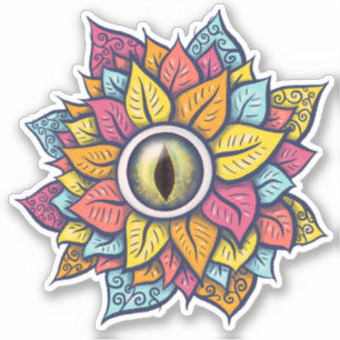 Sticker Hippie Trippy Oeil Fleur coloré Psychedélique