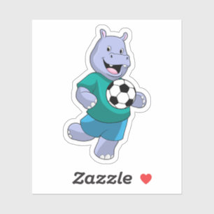 Sticker Hippo comme joueur de football avec Soccer